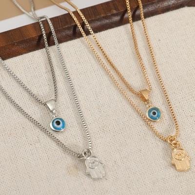 2025 New Blue Tears Devil's Eye Necklace Niche Design Hip-hop High-end American Collarbone Chain Neck Chain