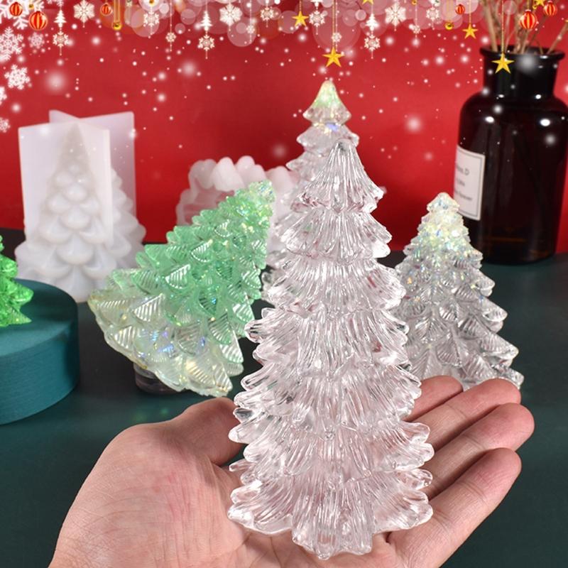 Christmas Tree Setting Ornaments Silicone Mold Epoxy DIY Decoration Making Candle Melt Resin Polymer Clay Home Decor