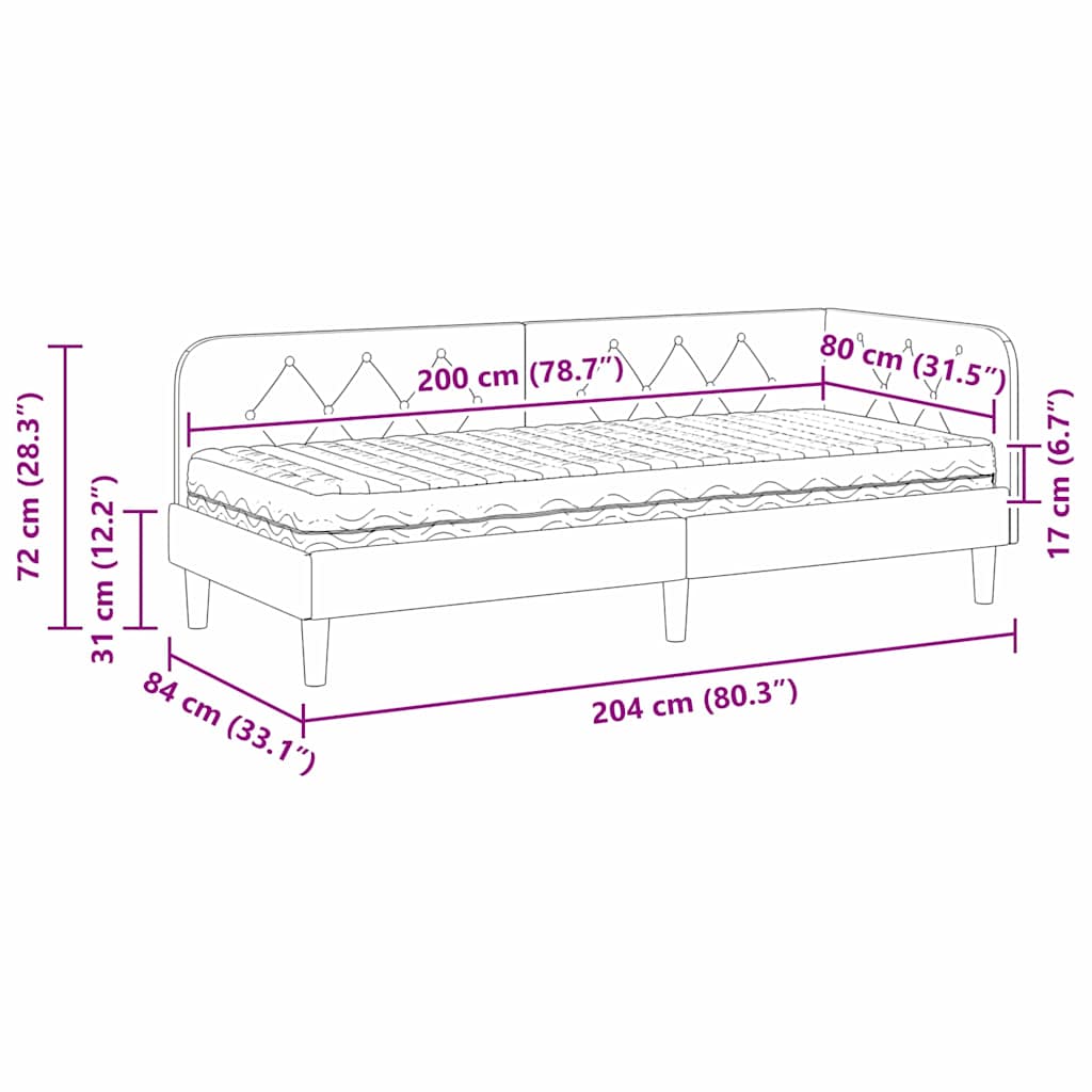 Corner Bed Frame Blue 80 X 200 Cm Fabric