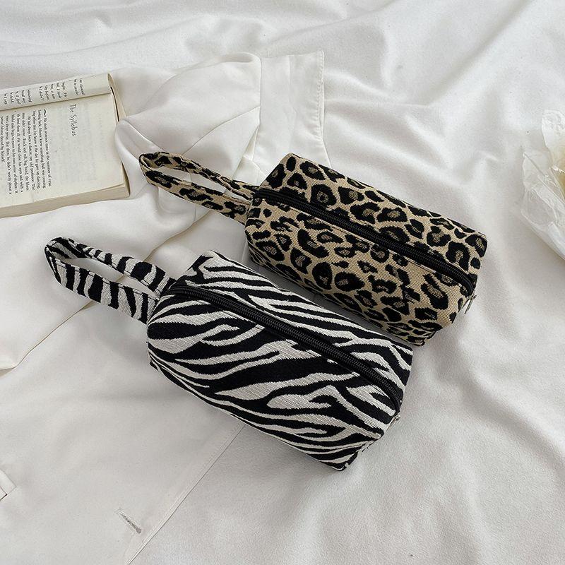Geantă de machiaj cu imprimeu leopard, originală, cu senzație de înaltă clasă, de mare capacitate