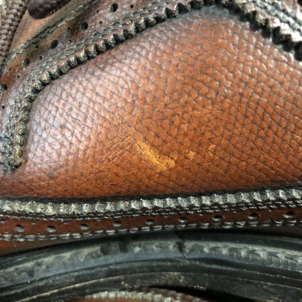80s Vintage STAFFORD Long Wingtip Leather Business Shoes Brown size 8.5B 25.0-26.0 Men's(USED)