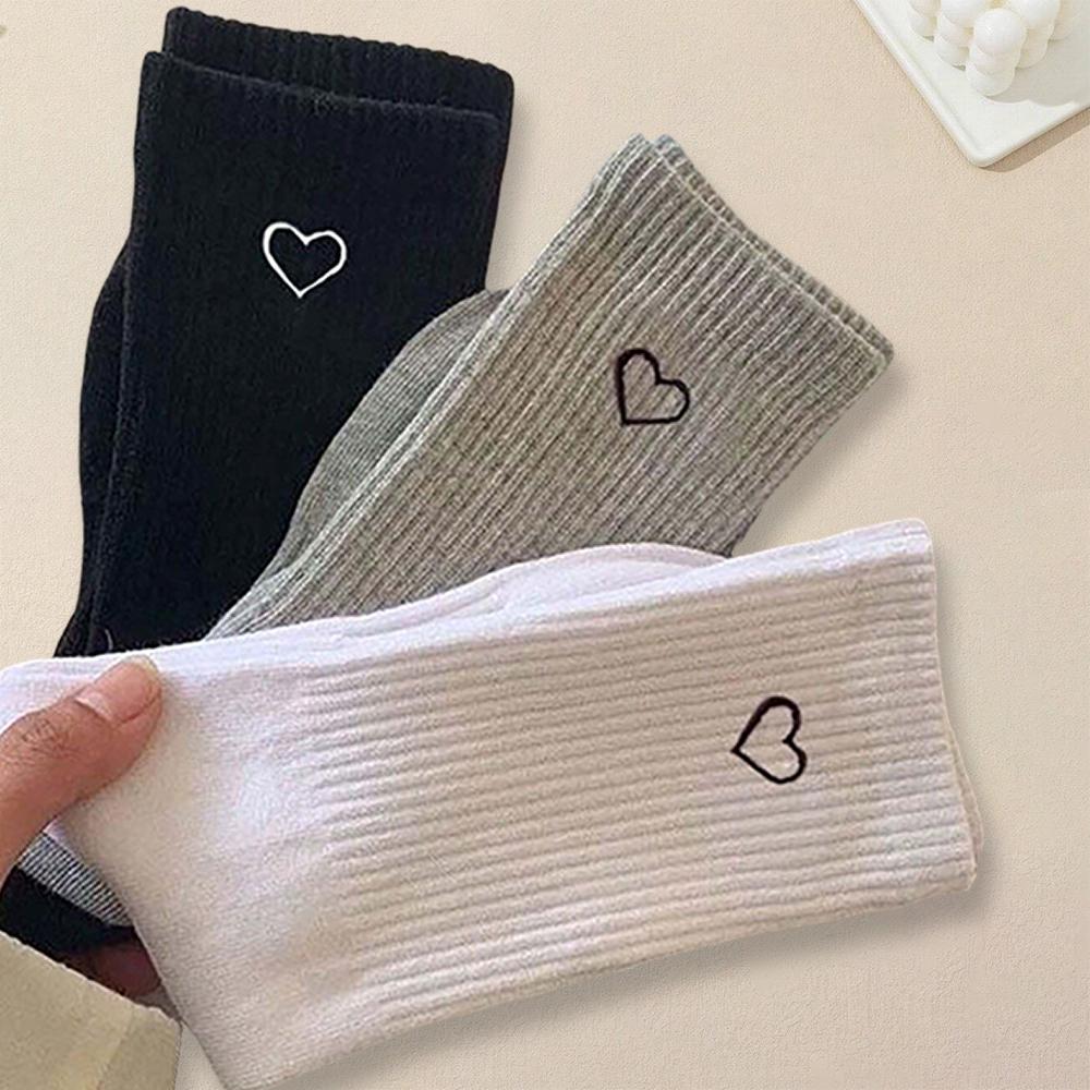 3 Pairs Women'S Mid Tube Socks Fashion Breathable Sports Socks Classic Parallel Bar Pattern Sweat Wicking Non Pilling Girl Socks