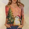 3/4 Sleeve Shirts For Women Print Christmas Tees Blouses Casual Plus Size Basic Tops Pullover