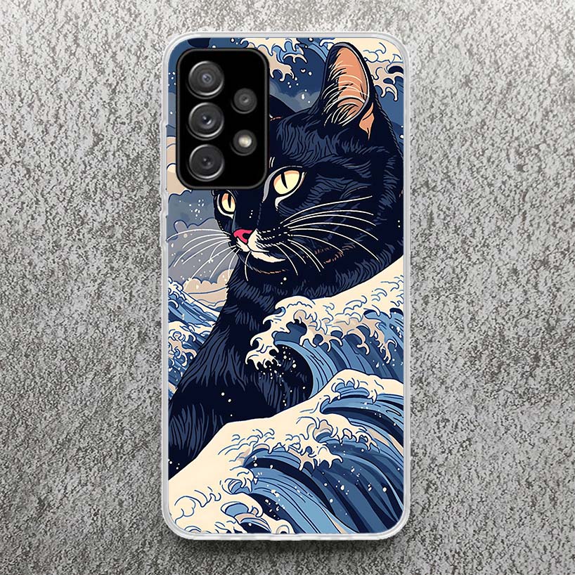 

Anime Cat Sea Wave Aesthetic Print Soft Case for Samsung Galaxy A52 A51 A50 A42 A32 A22 A12 Phone Shell A41 A31 A21S 71 A30S A20 Samsung A40