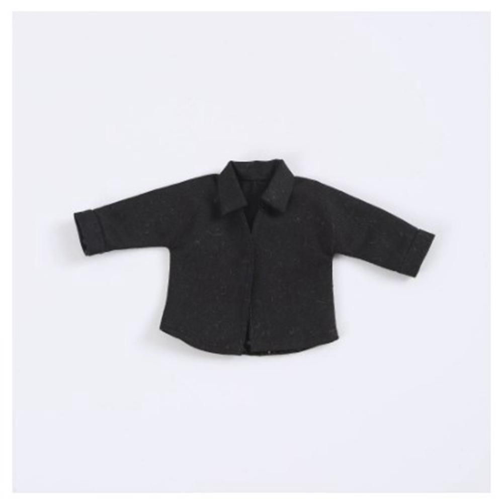 Solid Color 1/12 Scale Casual Shirt Loose Fashion Long Sleeved Shirt Cute Black/White for 6'' Figure Doll