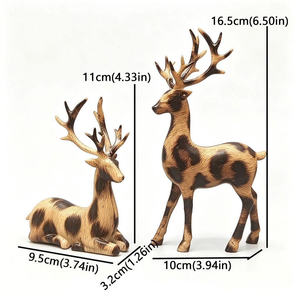 1 Pair Realistic Christmas Deer Figurine Vintage Animal Tabletop Figurine  Living Room
