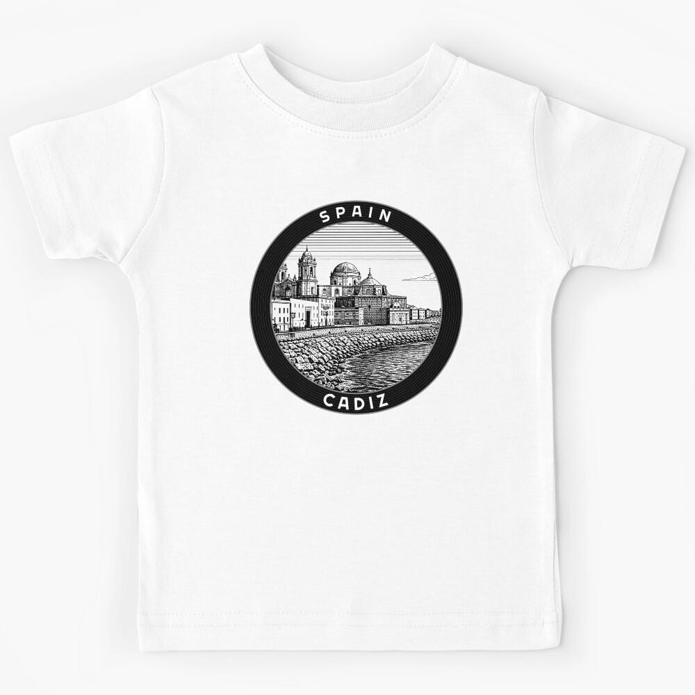 Cadiz Spain Linocut Style  Kids T-Shirt 150