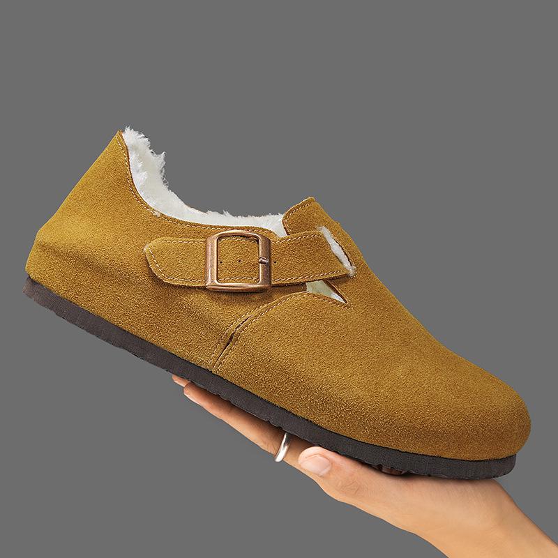 2025 Winter Cotton Warm Closed-Toe Birken Cork Slippers for Men & Women