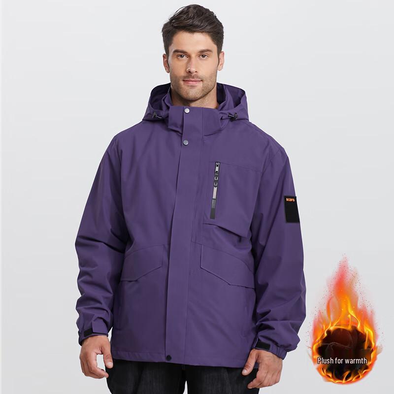 Dibinze Men's Plus Size Hooded Workwear Jacket