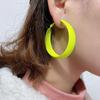 European and American fashion, commuter style, sophisticated earrings, fresh green spray paint, simple geometric circle silver needle earrings for