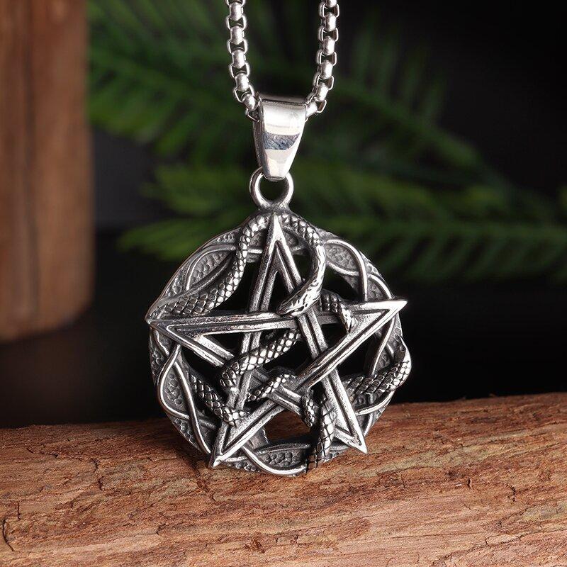 Retro Domineering Ouroboros Wrapped Around The Tree of Life Pendant Necklace Men's Personalized Punk Cool Casual Jewelry Gift