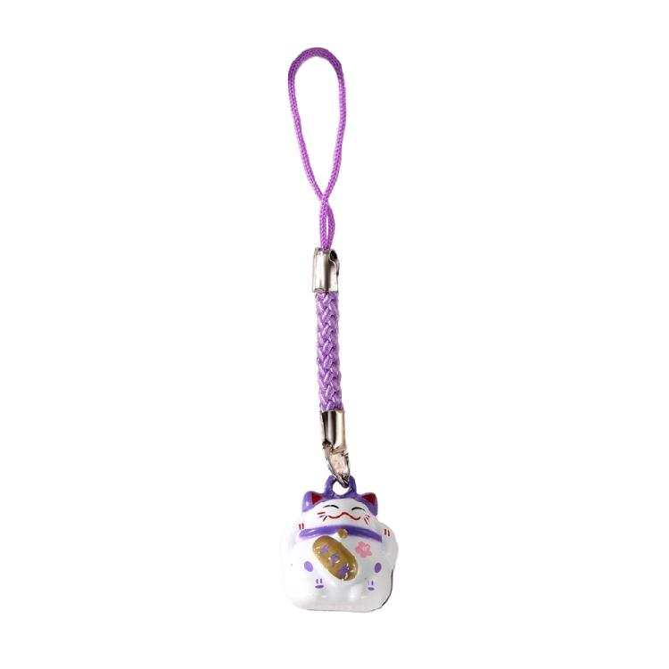 Portable Lucky Cat Phone Charm Assorted Color Lucky Cat Key Rings Decoration With Bells For Positive Energy