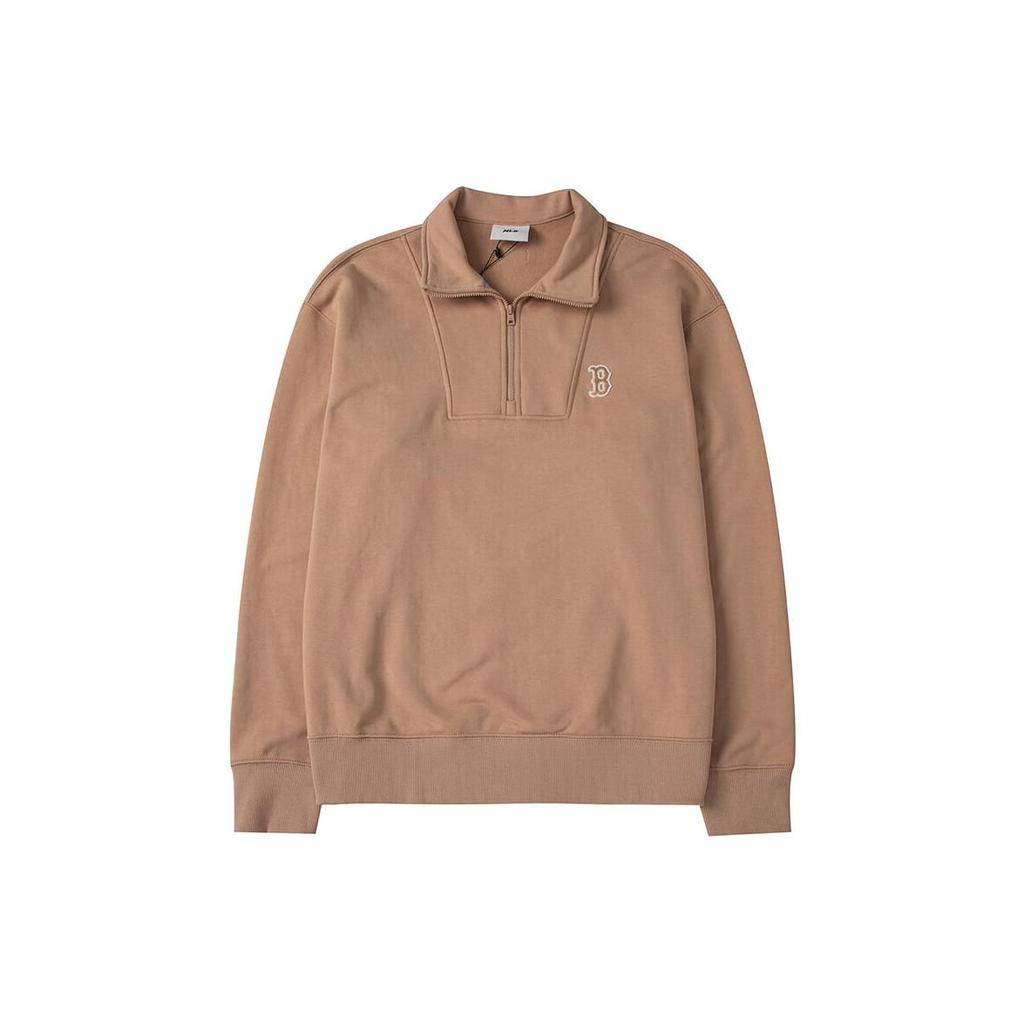 MLB Sweatshirts Unisex Beige Yellow Stand Collar Moderate Regular 3AMTB0534-43BGS