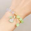 Cute Kids Glass Beaded Bracelet Princess Cartoon Crystal Flower Charm Bangle Handmade Jewelry Gift For Girls Students