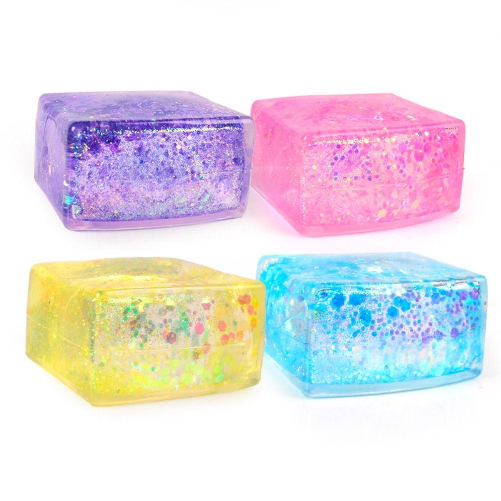 Creative Decompression Glitter Squishy Cube Soft Texture Malt Sugar Gel Ice Cube Slow Rise Squishy Ice Cube Stress Relief