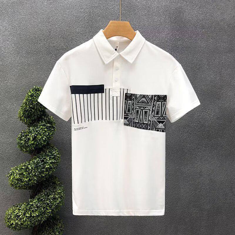 

Мужская модная приталенная корейская рубашка поло - Коллекция Лето 2023 M белый