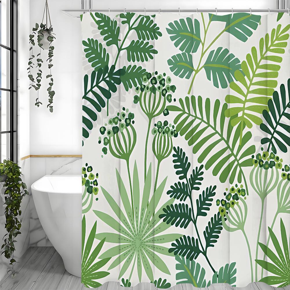 

Тропический Лист Растения Занавеска для Душа, Декоративная Занавеска для Душа для Ванной, Водонепроницаемая Занавеска для Душа с Крючками 90*180cm