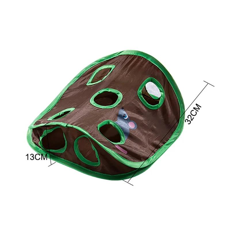 Cat Tunnel Toys Interactive Bell Intelligence Game Foldable Tent with 9 Hole Hunt Mouse Ball Toys Keeps Kitten Active Pet Stuff