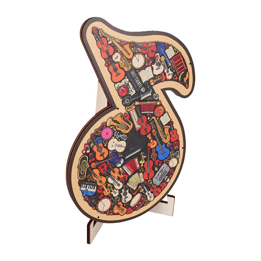 67 Pcs Musical Note Instrument Jigsaw Puzzle Ornament 3D Wooden Music Note Puzzle Decor B Type