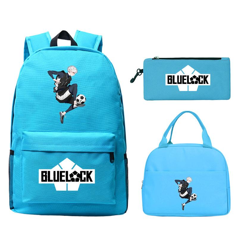 3 Piece School Backpack Set for Students Large Capacity Oxford Cloth Schoolbag with Shoulder Strap and Pencil Case