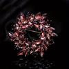 European and American Style Multi-Colored Floral Wreath Brooches, Fashionable Rhinestone Pins, Versatile and Elegant Suit Accessories
