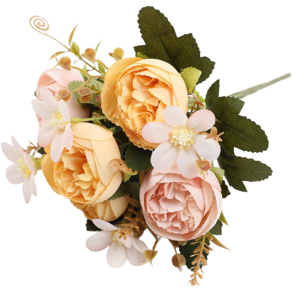 Artificial Silk Flower Bouquet Hydrangea European Style Camellia Rose Ball Chrysanthemum For Home Party Wedding Decoration