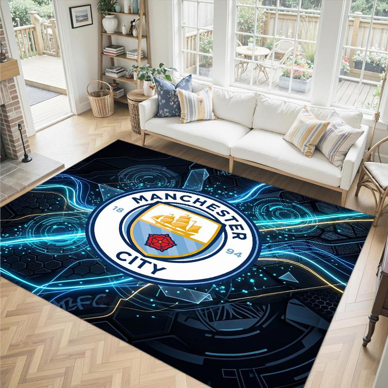 Manchester City Design Kristal Fluweel Tapijt Gezellig Niet?Antislip Bedrukt Tapijt Voor Slaapkamer Woonkamer Entree