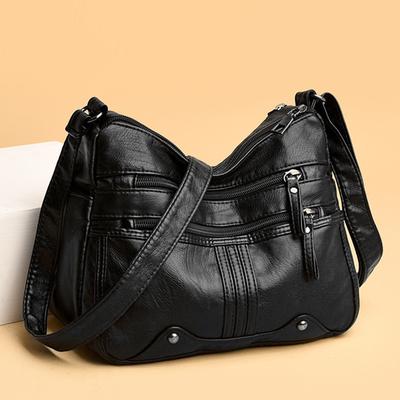 Soft Leather Women Shoulder Bag New Multi-layer Leisure Versatile Crossbody Bag Middle-aged Lady Mother Bag Messenger Bag