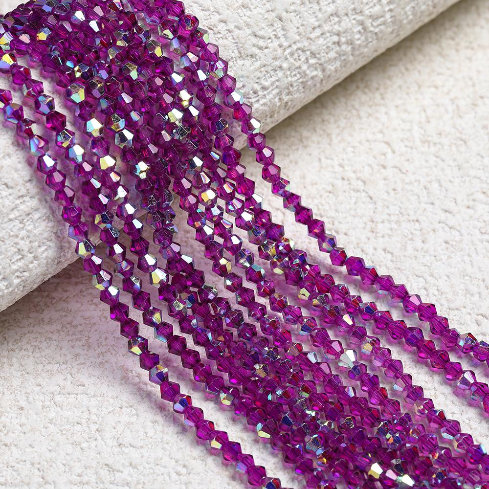 1 Strip 4mm Shiny Crystal Beads Bicone Beads 80pcs Glass Beads Loose Spacer Beads for Bracelet DIY Jewelry Making