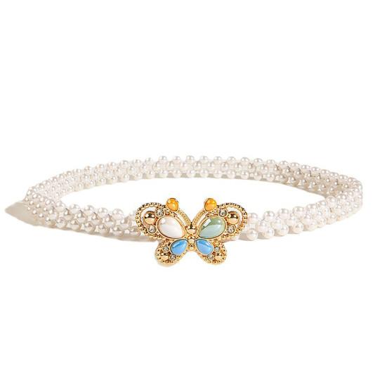 

Женский пояс с бабочками, подходящая по форме одежда из нержавеющей стали, довольно портативный, изысканный женский пояс, ювелирные аксессуары на талию белый