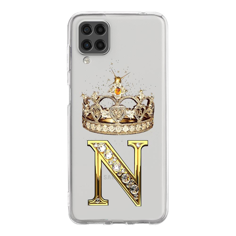 Phone Case For Samsung A13 A33 A35 A55 A73 A53 A23 A51 A71 A21S A12 A31 A41 A05s A03S A15 A25 A32 5G Diamond Crown 26 Letters
