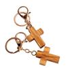 Religious Wooden Crosses Keychain Pendant Key Holder Metal Keyring Everyday Use Key Ornament for Christian Believers