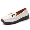 Einfache Damen Leder Loafer Fahr-Mokassins Bequeme Flache Schuhe Schwarz Lässige Slip-Ons Große Größen Schwarz Business Büroschuhe