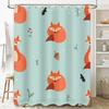Brighten Your Bath With This Adorable Fox Shower Curtain Set Blue Floral Print Fabric Waterproof Bathroom Decor 2 Panels + Rod P