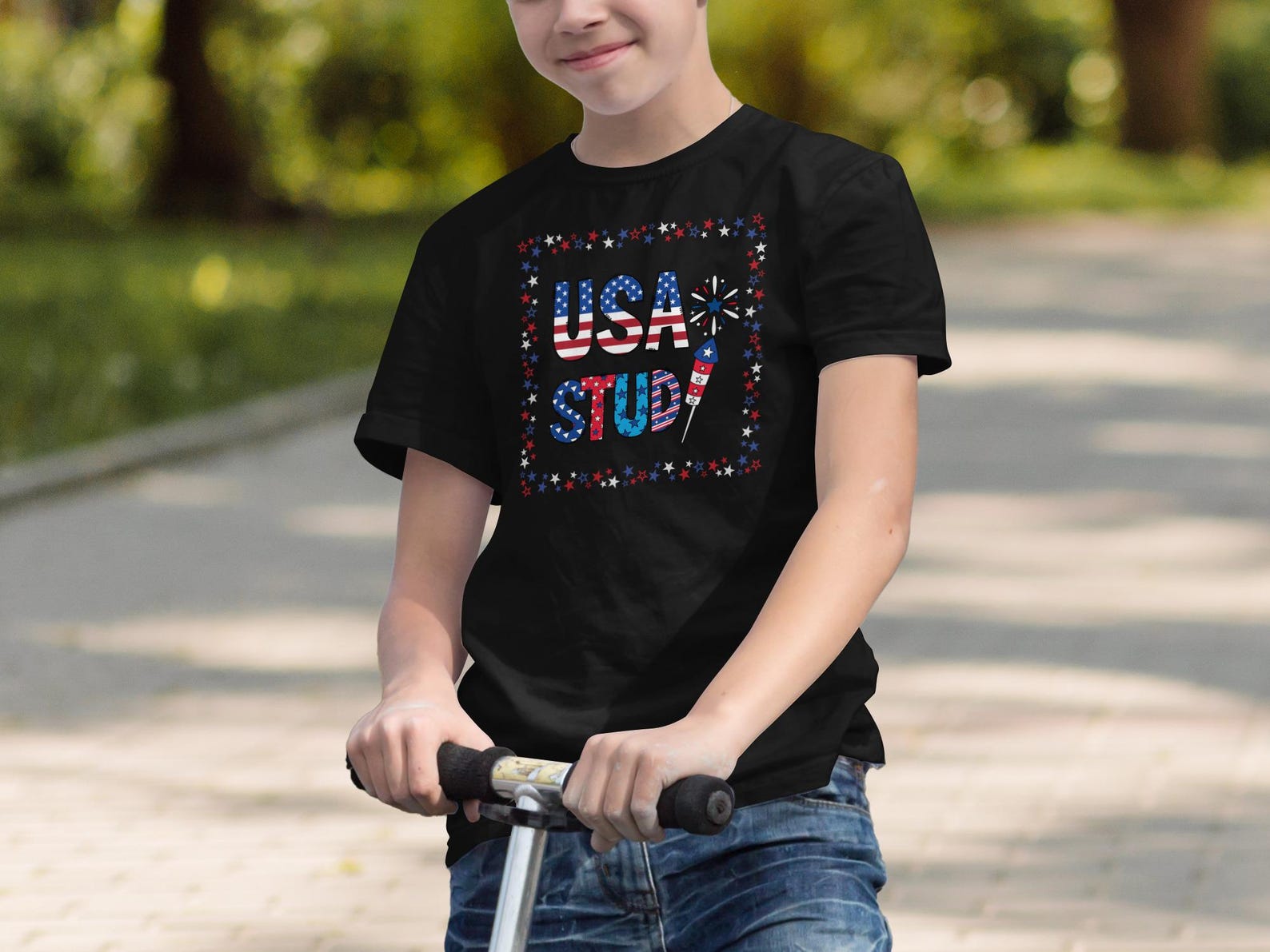 USA Stud Kids Shirt, Patriotic American Flag Tee, Toddler Youth Celebration T-Shirt 4XL