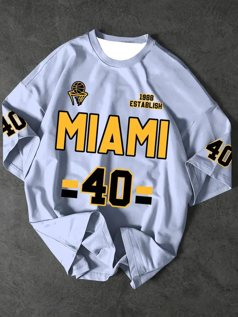Men's Sports Jersey Miami NO.40 Print Short Sleeve T-Shirt Summer Graphic Tee Jerseys Plus Size Women's Sport T-Shirt Tops