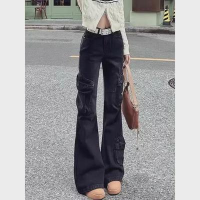 High-Waisted Retro Distressed Flared Jeans for Women