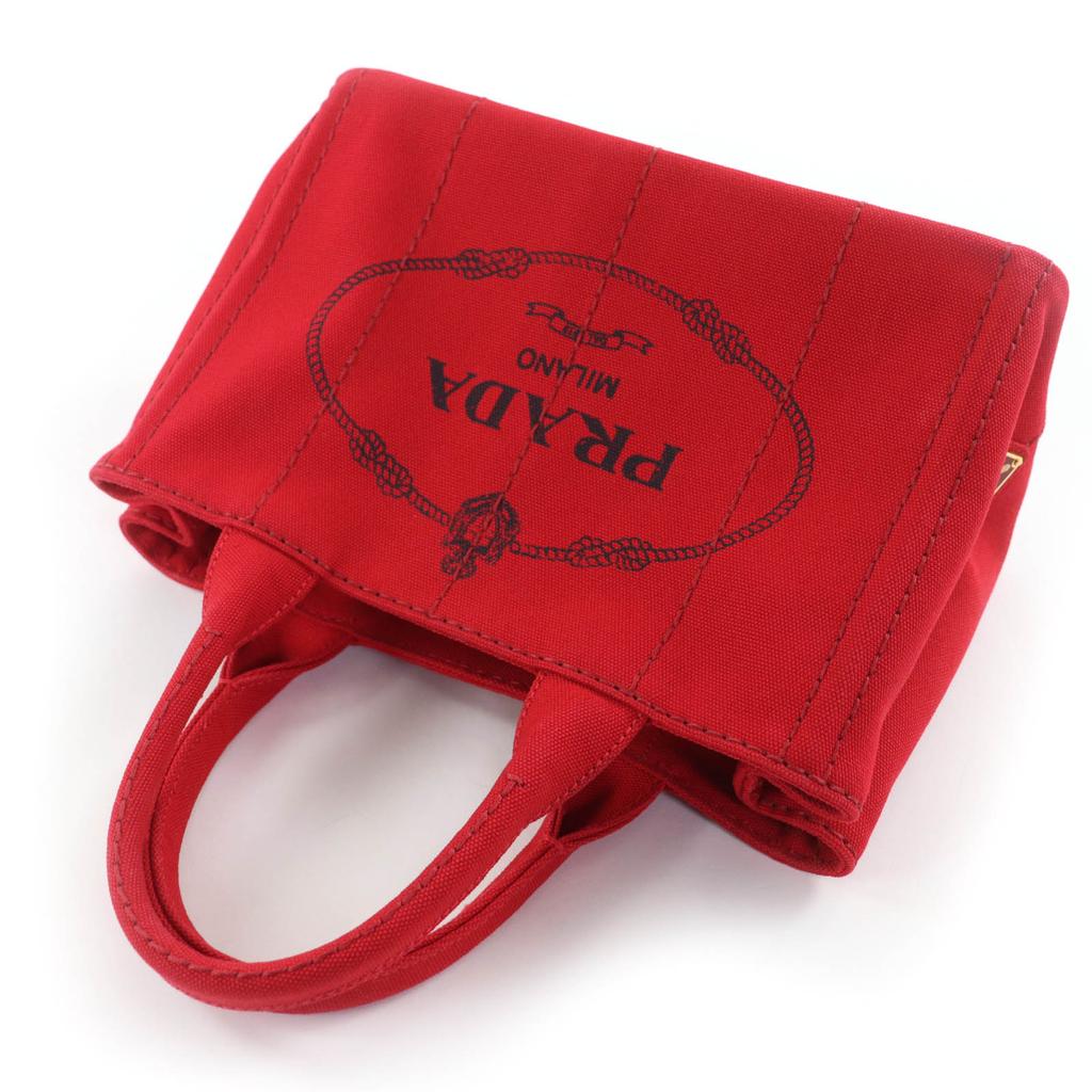 Ausgezeichnete PRADA Handtasche Canapa Dreieck Mit Logo 2-Wege Canvas Tragetasche 1BG439 Gebraucht