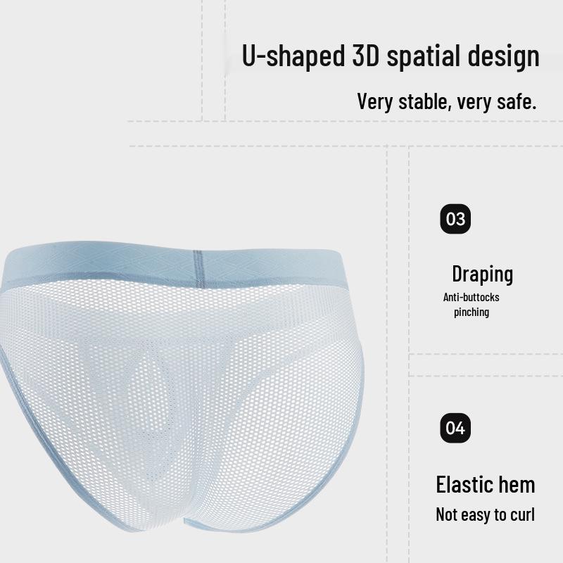 Men's Breathable Ice Silk Seamless Summer Underwear – Thin Triangle Design with Large Pouch