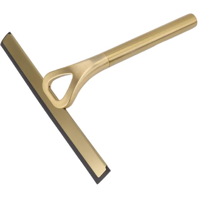 Shower Squeegee for Glass Doors with Adhesive Hook Gold Window Squeegee Rubber Scraper for Bathroom, Window, Mirror, Car Glass, Tile Wall