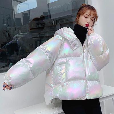 Moda de alta qualidade outono inverno feminino solto parkas feminino espessamento quente com capuz algodão acolchoado estilo coreano casaco branco