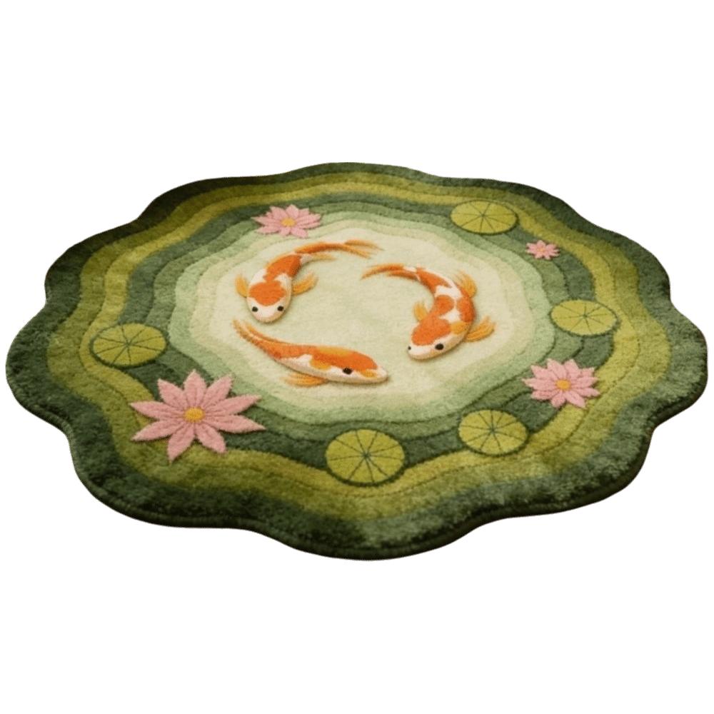 

Imitation Cashmere Fish Pattern Carpet Carp Print Pond Door Mat Colorful Irregular Floor Mat Study 15.75 x 15.75 in