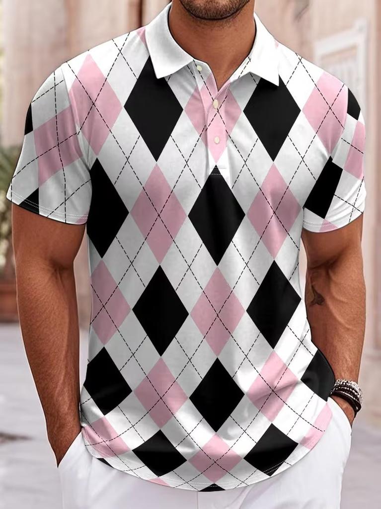 Trendy short-sleeve polo shirt with fierce wolf graphic, stylish and eye-catching.