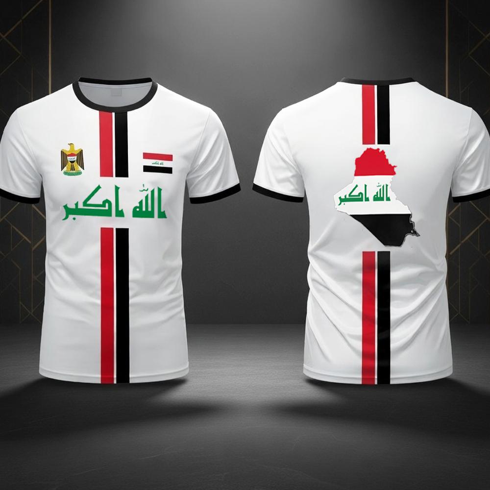 New Iraqi Flag Printed Summer 3D Printed Children's Outfit Football Jersey T-shirt Loose and Comfortable Suitable for Daily Wear