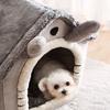 Small Dog House Warm Detachable Washable Triangular Roof Furry Indoor Sleeping Bed for Cat Pets