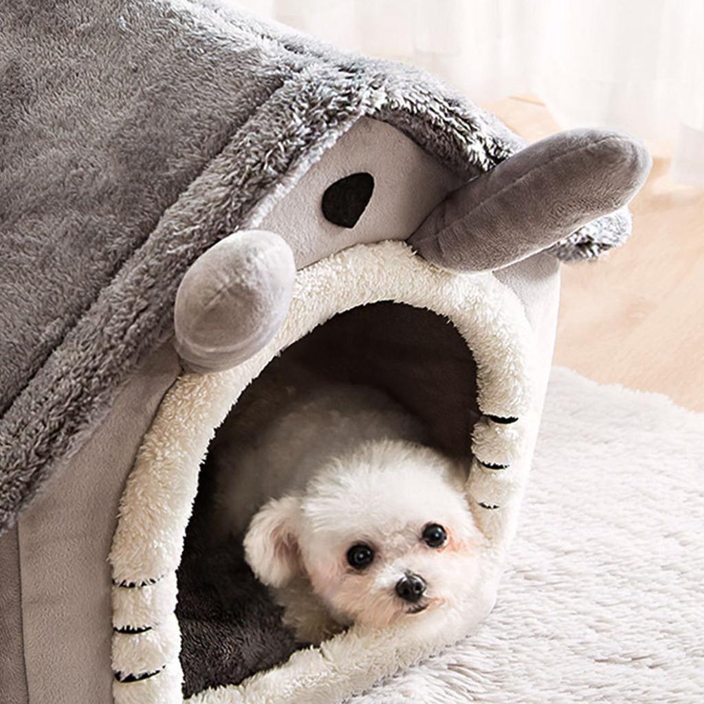 Small Dog House Warm Detachable Washable Triangular Roof Furry Indoor Sleeping Bed for Cat Pets