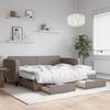 VidaXL Daybed with Trundle and Drawers Taupe 90x200 Cm Fabric 3196873