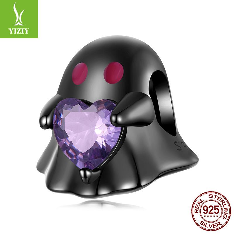 Funny Halloween Ghost Diy Beaded S925 Sterling Silver Niche Dark Wind Beads Loose Beads