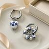 Blue and White Porcelain Ceramic Dangle Earrings: Ethnic-Style Fashion for Women