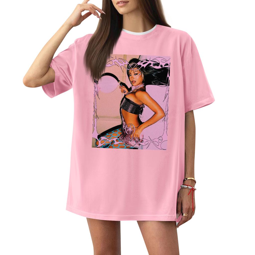 Women's Casual Printed T-Shirt Round Neck Pullover Short Sleeve Top